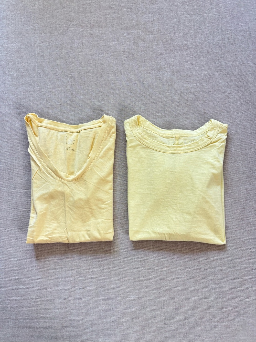 Pale yellow lightweight classic tee shirt bundle of two, Loft and A New Day.